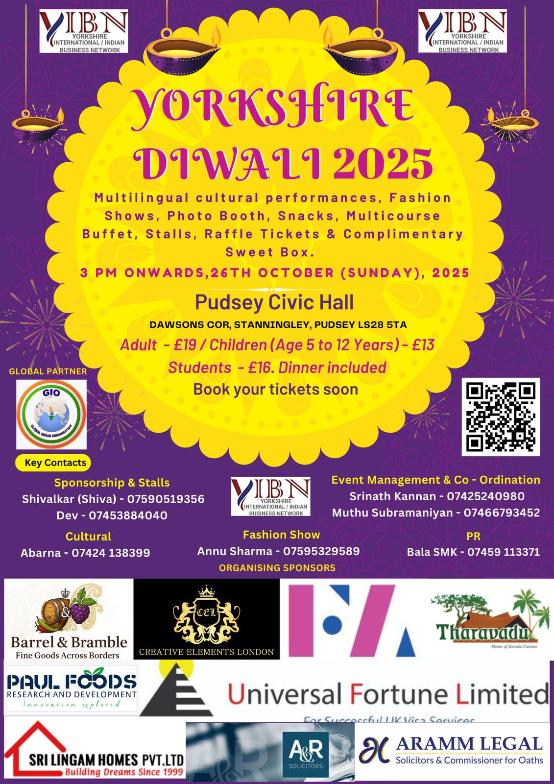 Yorkshire Diwali Show 2025 Event Flyer - YIBN